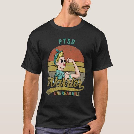 PTSDウォリアー非破壊性認識度ヴィンテージ Tシャツ (正面)