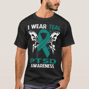 PTSD啓発のためにターコイズブルーを身に着ける Tシャツ