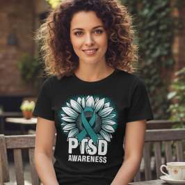 PTSD啓発テアルーブルーひまわりリボン トライブレンドTシャツ