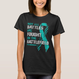 PTSD啓発 すべての戦いが目に見えるわけではない ティールリボン メンタル Tシャツ