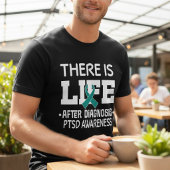 PTSD戦士ティールリボン認知 トライブレンドTシャツ