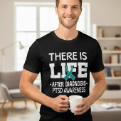 PTSD戦士ティールリボン認知 トライブレンドTシャツ