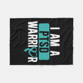 Ptsd戦士ポスト外傷性ストレス障害警告 フリースブランケット (正面(横))