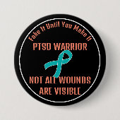 PTSD戦士。すべての傷が見えるわけではない。 缶バッジ (正面)