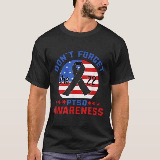 Ptsd自殺認識度アメリカ退役軍人兵士22 Tシャツ (正面)
