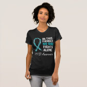 PTSD認識度ティール(緑がかった色)リボン Tシャツ (正面フル)
