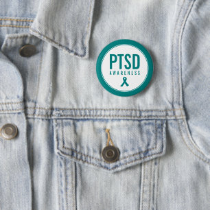 PTSD認識度ティール(緑がかった色)色 缶バッジ
