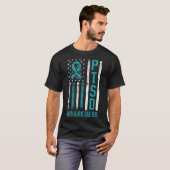 Ptsd認識度フラッグ後外傷性ストレス障害 Tシャツ (正面フル)