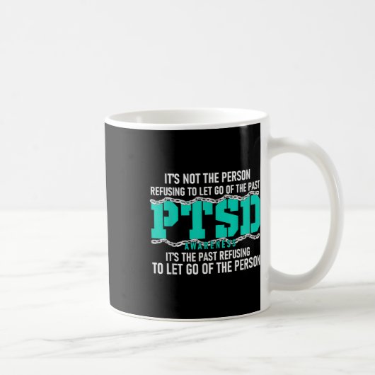 Ptsd認識度Ptsd認識度ティール(緑がかった色)リボン コーヒーマグカップ (右)
