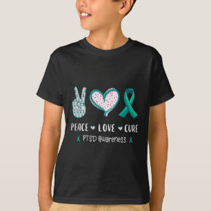 PTSD ストレス障害啓発 メンズ ピース ラブ キュア Tシャツ
