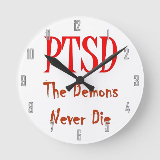 PTSD、悪魔は死なない ラウンド壁時計 (正面)