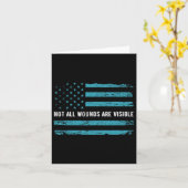 PTSD Awareness アメリカ国旗 ティールカラー T 戦士 GIF カード (黄色い花)