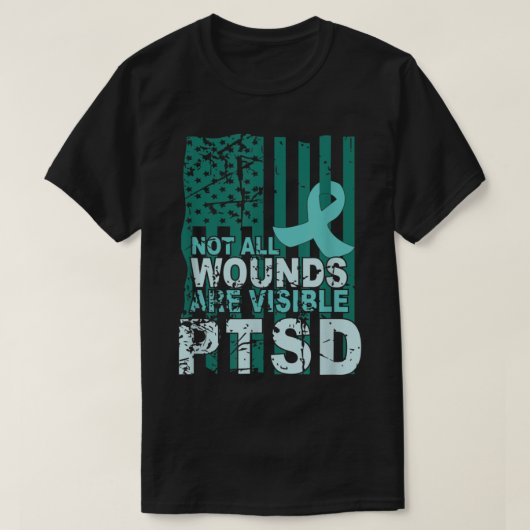 PTSD Awareness Not All Wounds Are Visible Teal Rib Tシャツ (デザイン正面)