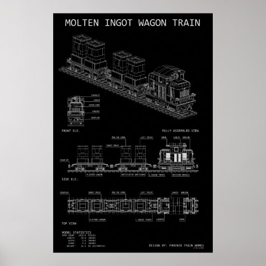 PTW溶融インゴット列車"設計図" ポスター (正面)