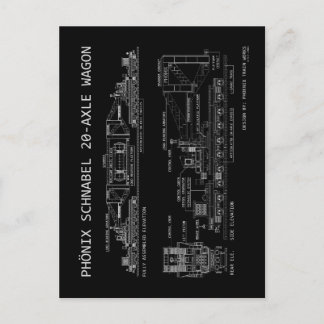 PTW シュナーベル貨車 技術 "設計図" ポストカード