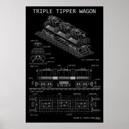 PTW トリプルチッパーワゴン "設計図" サイズオプションあり ポスター
