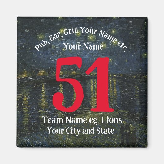 Pub Bar Grill Name Number Your Name Barbecue マグネット (正面)