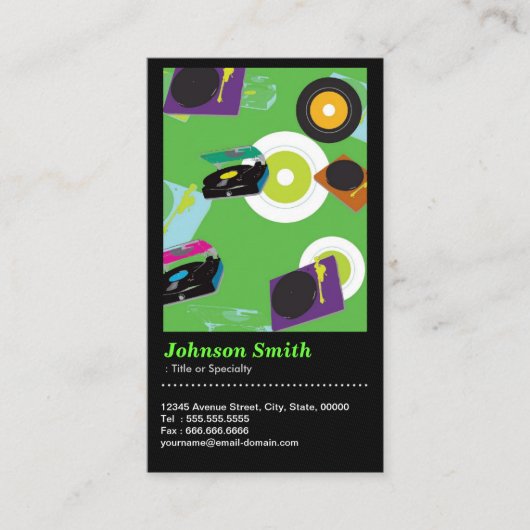 Pub DJ - Disk カッコいい Jockey Mixer Deck - QRコード 名刺 (正面)