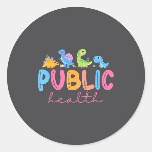 Public Health Nurse Dinosaurs Nursing Design For M ラウンドシール (正面)