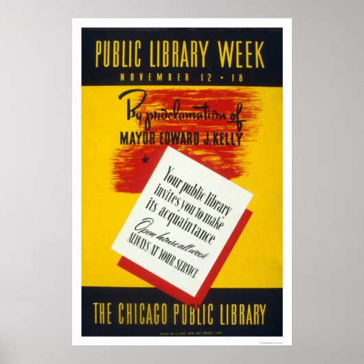 Public Library Chicago 1940 WPA ポスター (正面)
