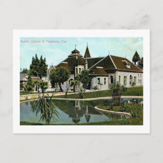 Public Library, Pasadena, Californiaヴィンテージ ポストカード (正面)