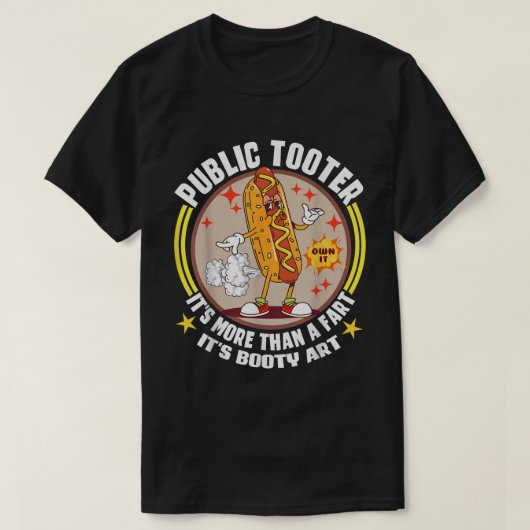 Public Tooter Funny Hot Dog Fart Tee Tシャツ (デザイン正面)
