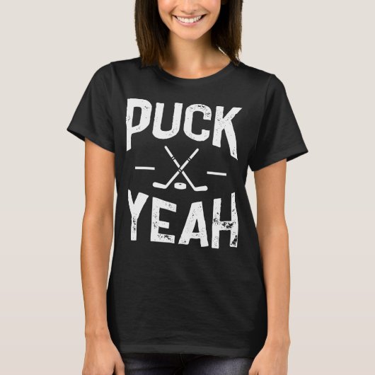 Puck YeyアイスホッケーTシャツホッケープレイヤーファンGif Tシャツ (正面)