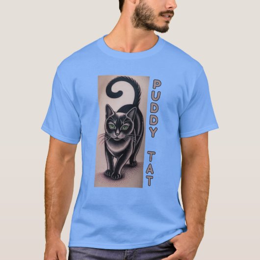 Puddy Tat – Cat Tattoo Tシャツ (正面)