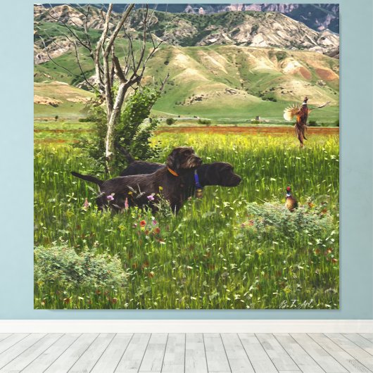 Pudelpointer キャンバスプリント (インサイチュ (ウッドフロア))