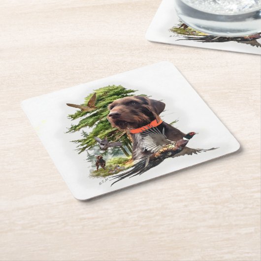 Pudelpointer スクエアペーパーコースター (アングル)