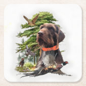 Pudelpointer スクエアペーパーコースター (正面)