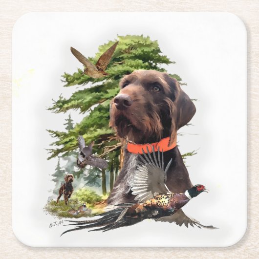 Pudelpointer スクエアペーパーコースター (正面)