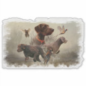 Pudelpointer、狩りキジのステッカー シール (正面)