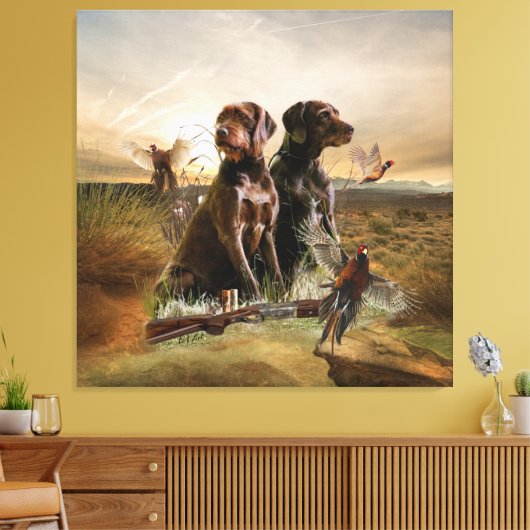 Pudelpointers、狩りキジ キャンバスプリント (インサイチュ (リビング))