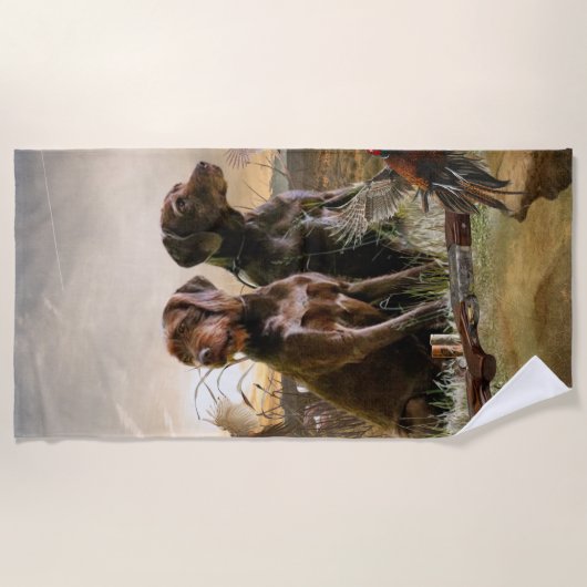 Pudelpointers、狩りキジ ビーチタオル (正面)