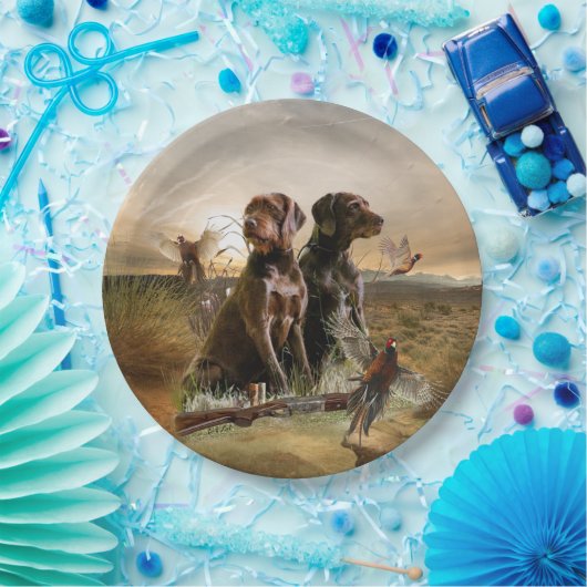 Pudelpointers、狩りキジ ペーパープレート (パーティー)