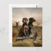 Pudelpointers、狩りキジ ポストカード (正面/裏面)