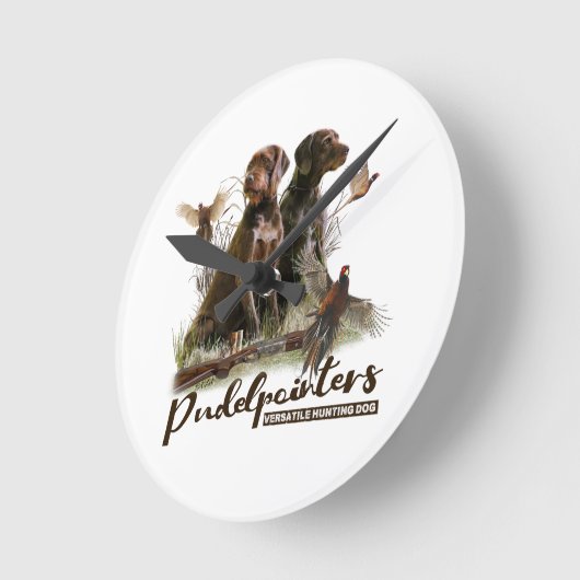 Pudelpointers、狩りキジ ラウンド壁時計 (傾斜)