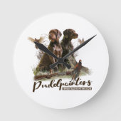 Pudelpointers、狩りキジ ラウンド壁時計 (正面)