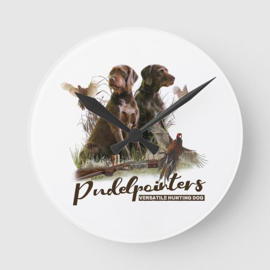 Pudelpointers、狩りキジ ラウンド壁時計 (正面)