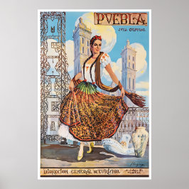 Puebla Art Mexico Travel Poster Mexican Print ポスター