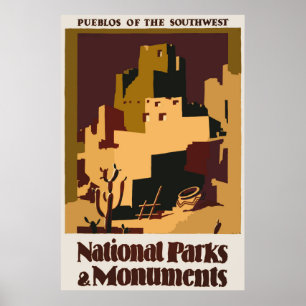 Pueblos of the Southwest Vintage Travel Poster ポスター
