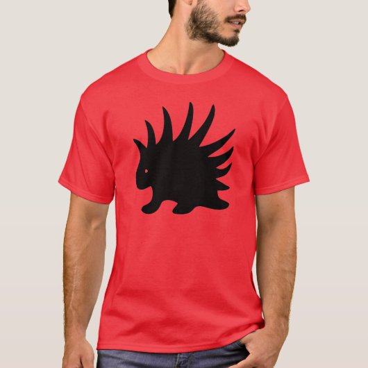 Puerco-espín Liberal Libertario de color negro. Tシャツ (正面)