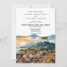 Puerto Plata Wedding Invitation Retro 招待状