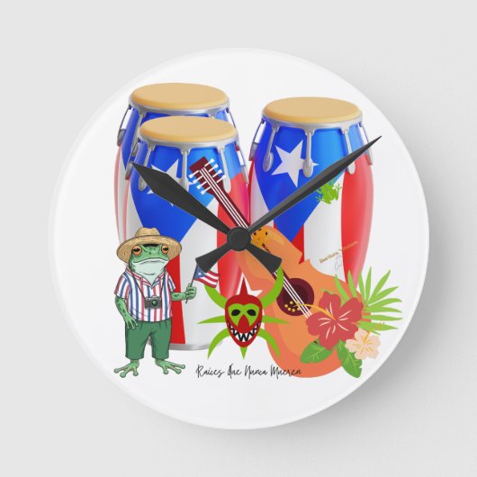 Puerto Rican Cultural Art Home Decor ラウンド壁時計 (正面)