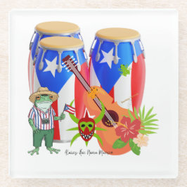 Puerto Rican Cultural Home Decor - Glass Coaster ガラスコースター