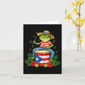Puerto Rican Flag Coqui Frog Puerto Rico Hispanic カード (黄色い花)
