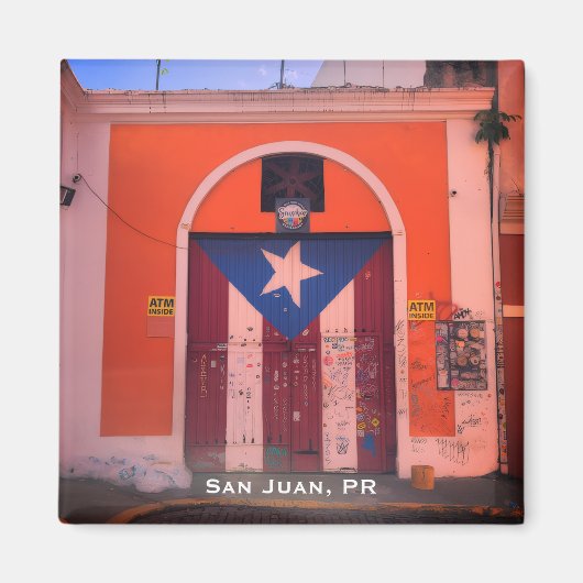 Puerto Rican Flag (Old San Juan, PR Street Art) マグネット (正面)