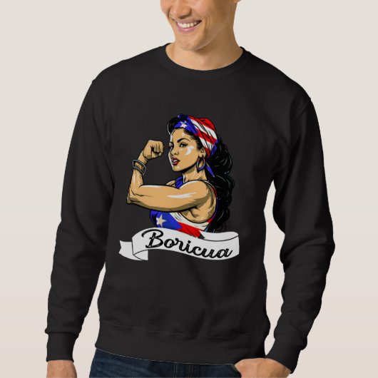 Puerto Rican Girl Boricua Puerto Rico Flag Pride W スウェットシャツ (正面)