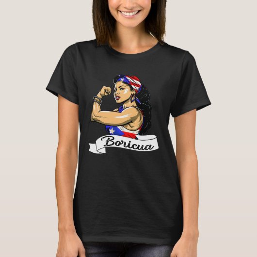 Puerto Rican Girl Boricua Puerto Rico Flag Pride W Tシャツ (正面)